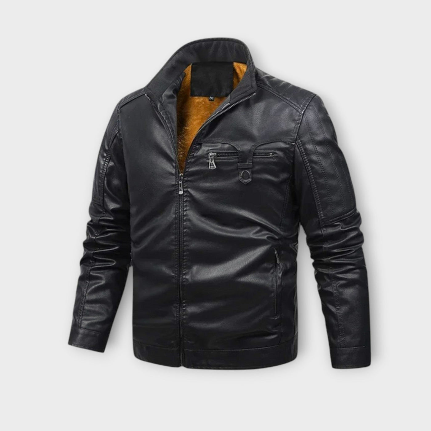 Kurtka Skórzana Podszewka Fleece Retro