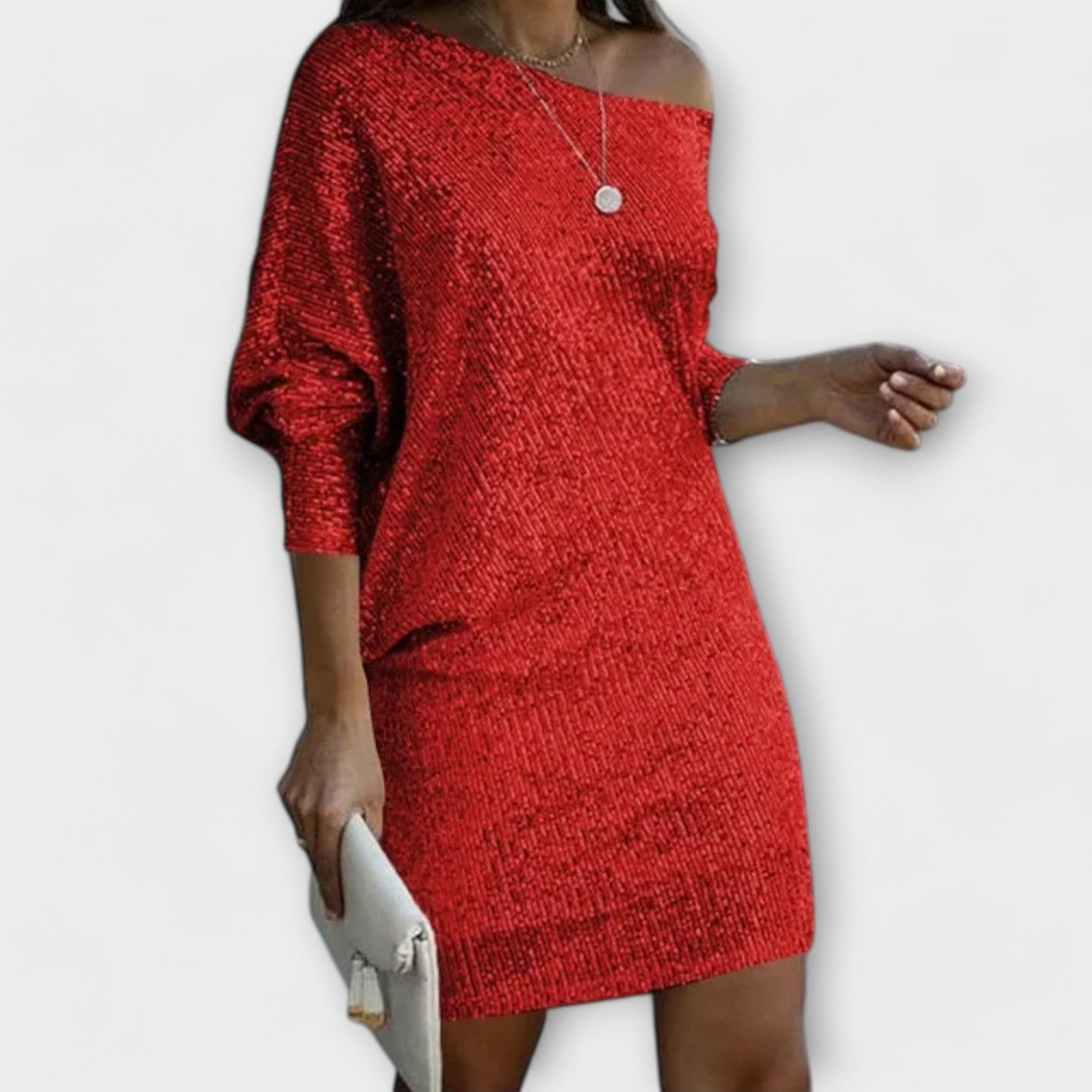 Sukienka z cekinami w kontrastowych kolorach