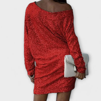 Sukienka z cekinami w kontrastowych kolorach