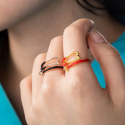 Pierścionek Stetoskop z Kamieniem Szczęścia