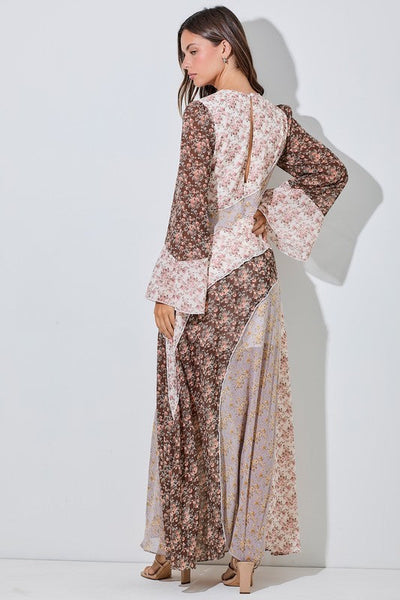 Sukienka Maxi w Kwiatowy Patchwork