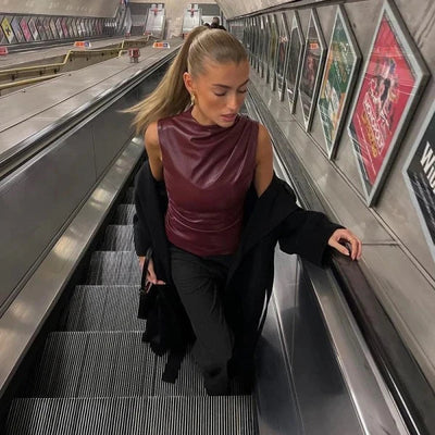 Solira | Dopasowany Skórzany Top