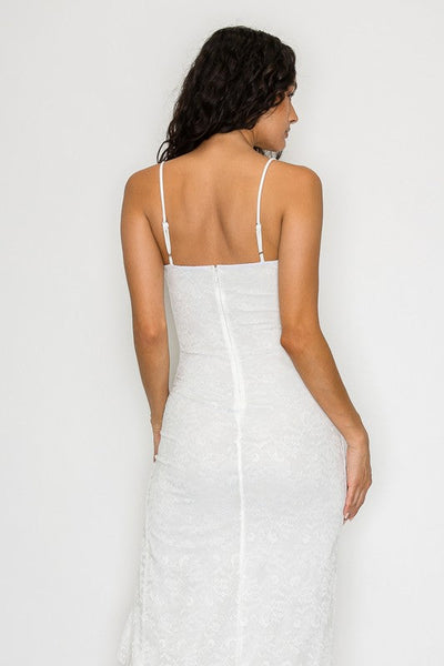 Sukienka Maxi z Koronkowym Falbanem