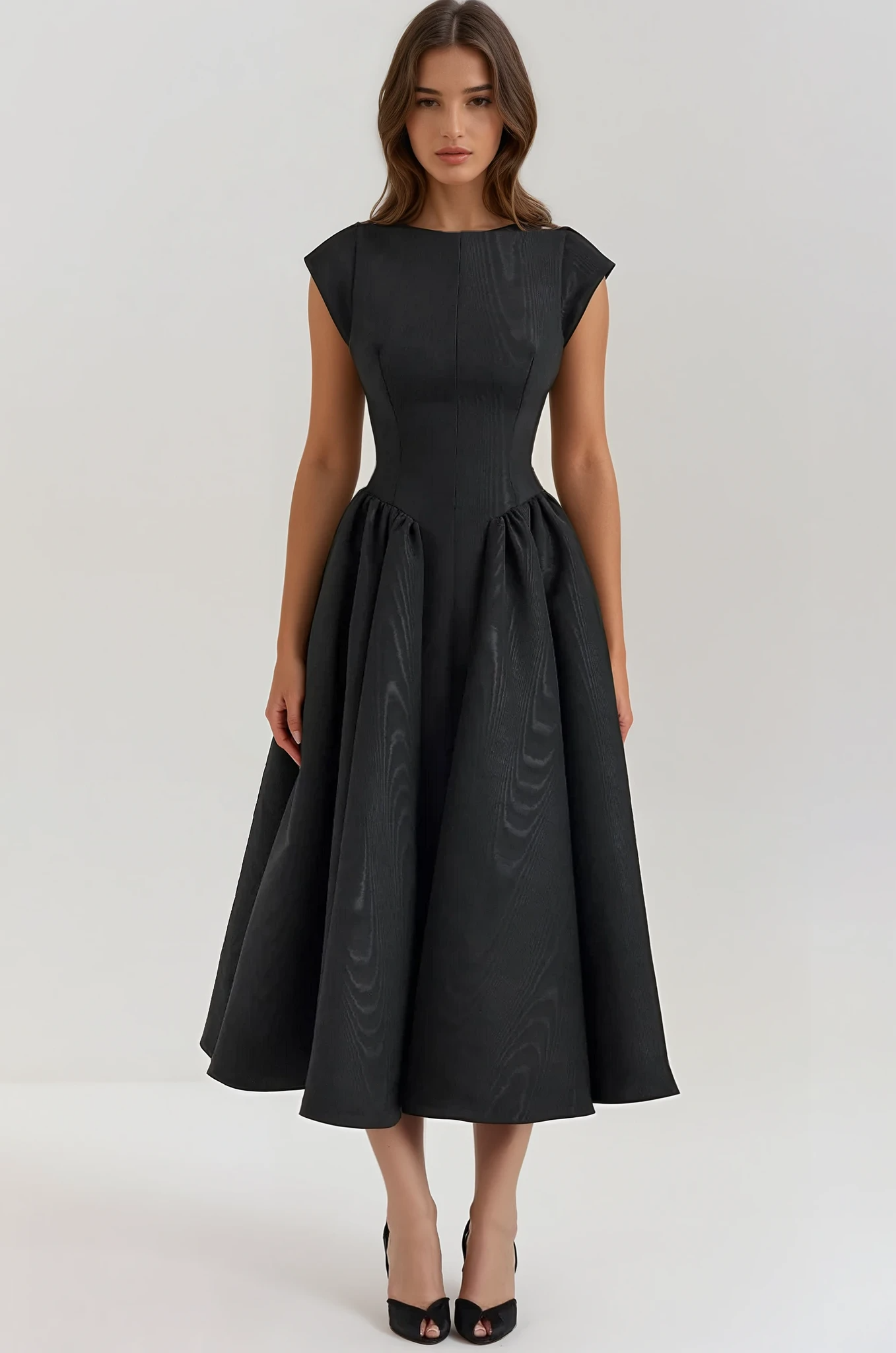 Sukienka Midi z Plisowaniem bez Pleców - Evangeline