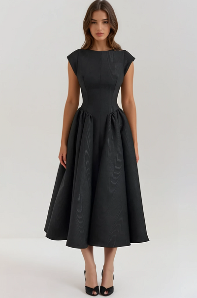 Sukienka Midi z Plisowaniem bez Pleców - Evangeline