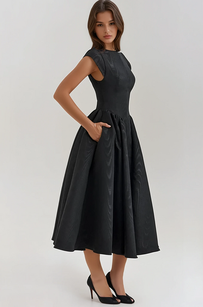 Sukienka Midi z Plisowaniem bez Pleców - Evangeline