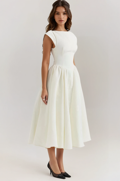 Sukienka Midi z Plisowaniem bez Pleców - Evangeline