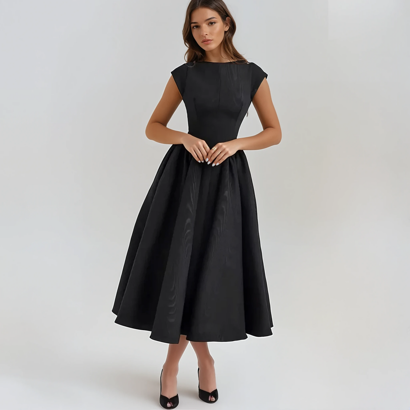 Sukienka Midi z Plisowaniem bez Pleców - Evangeline