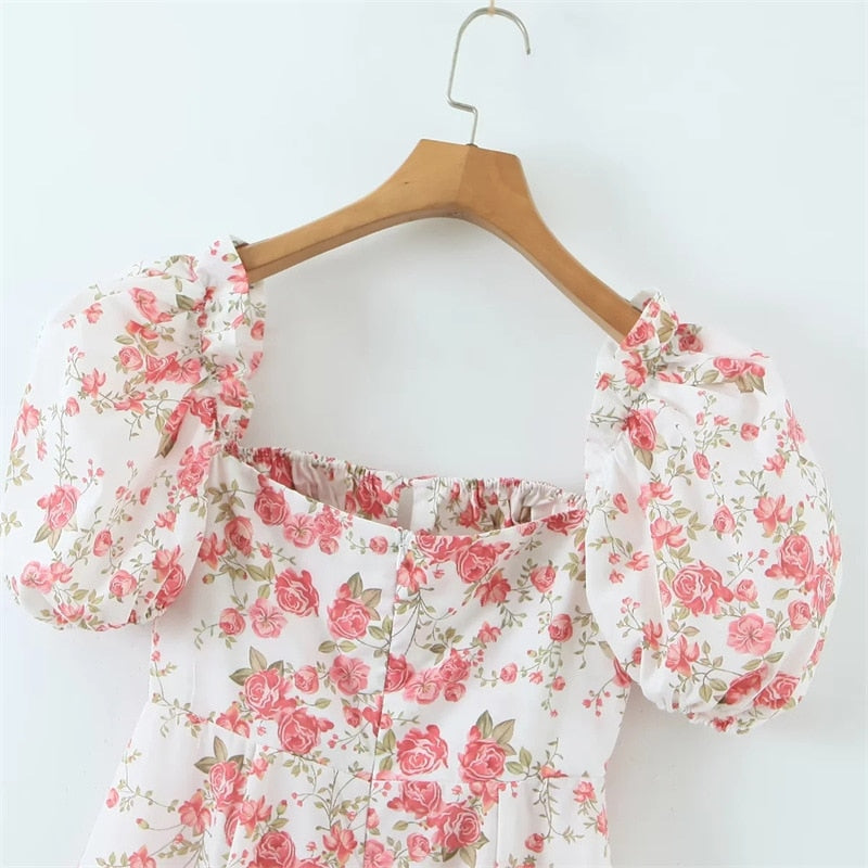 Kwiatowa Sukienka Midi z Rozcięciem - Adalyn