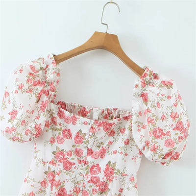 Kwiatowa Sukienka Midi z Rozcięciem - Adalyn