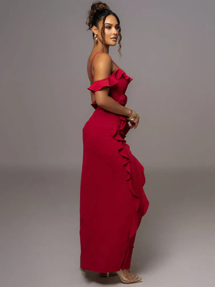 Siren | Maxi Sukienka z Rozcięciem