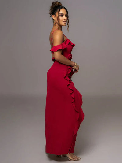 Siren | Maxi Sukienka z Rozcięciem