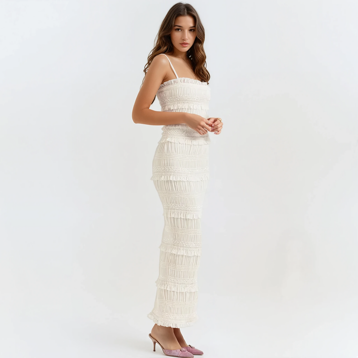 Vintage Ruched Maxi Dress