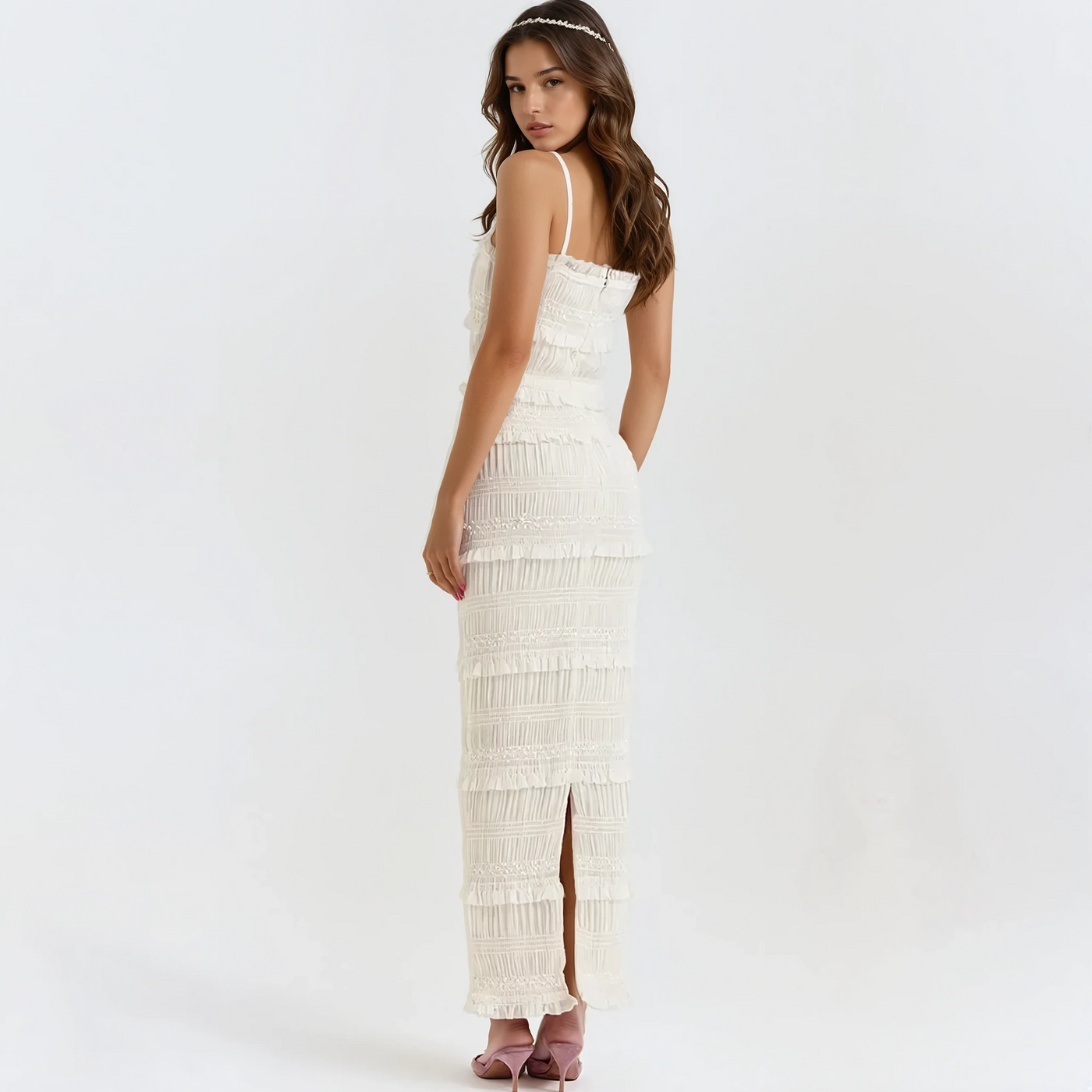 Vintage Ruched Maxi Dress