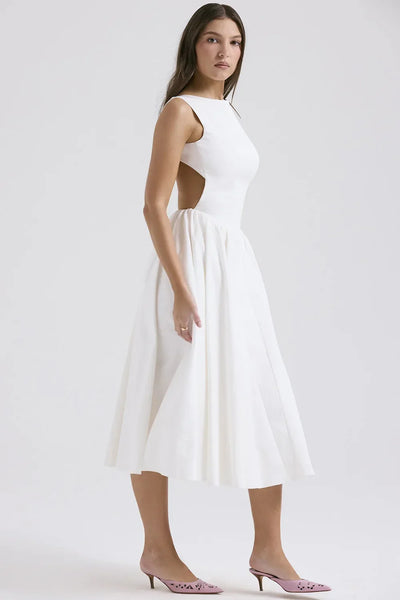 Sukienka Midi z Odkrytym Tyłem