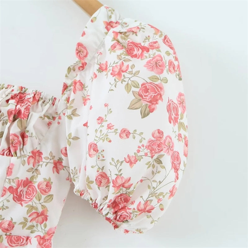 Kwiatowa Sukienka Midi z Rozcięciem - Adalyn