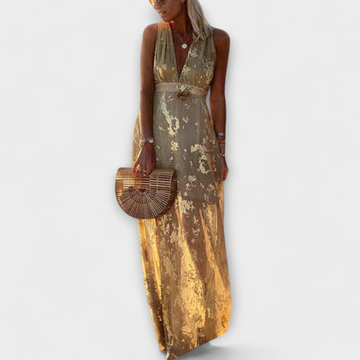 Sukienka z dekoltem w serek z cekinami