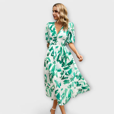 Sukienka Maxi z Bufiastymi Rękawami