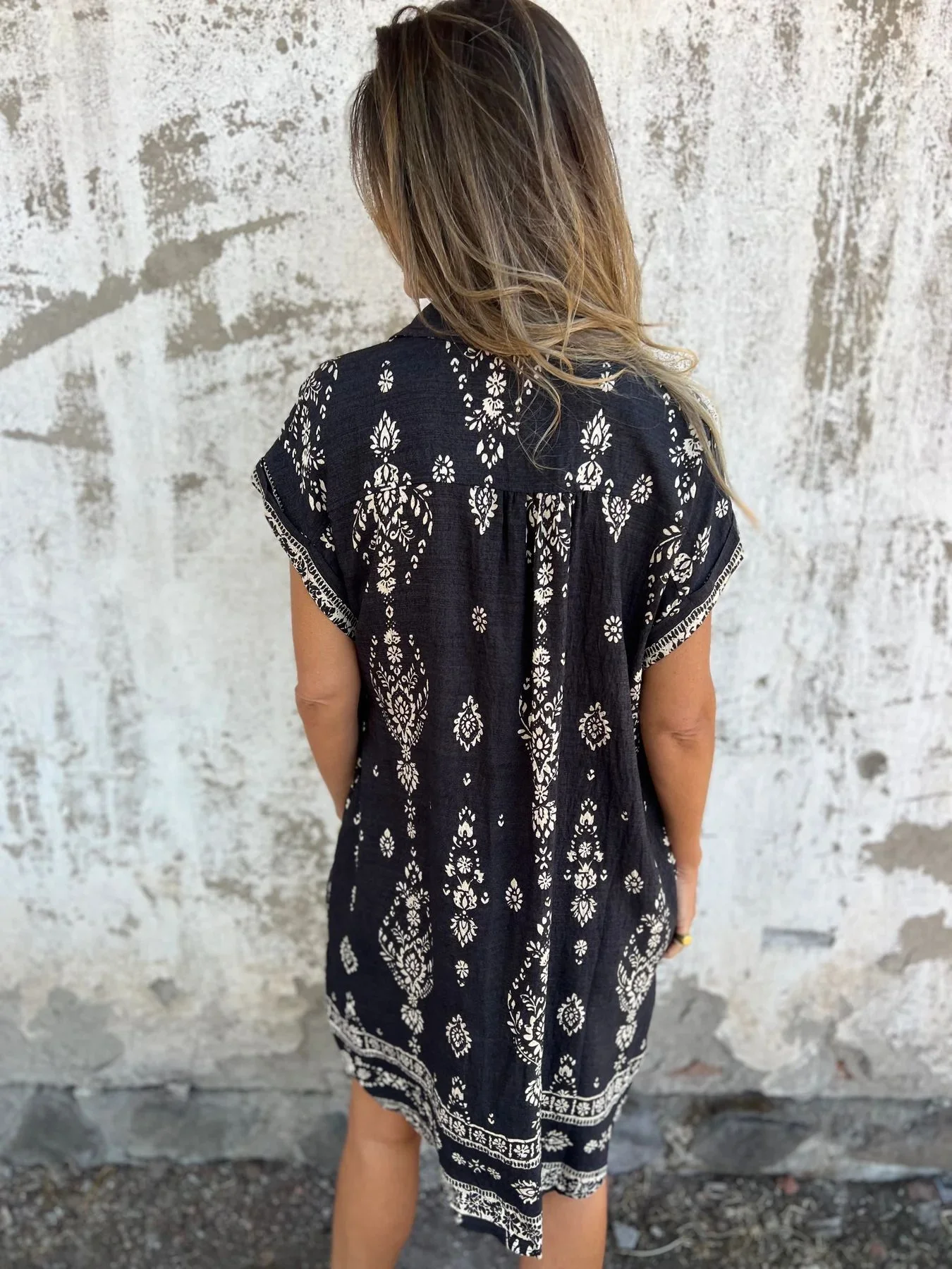 Luźna Sukienka Bawełniano-Lniania