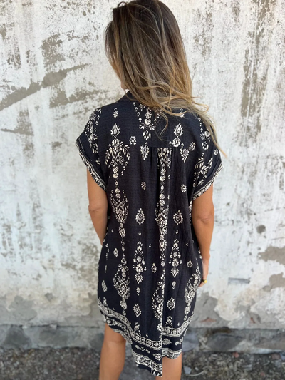 Luźna Sukienka Bawełniano-Lniania