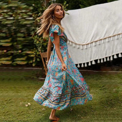 Veronica | Maxi Sukienka z Wysokim Rozcięciem